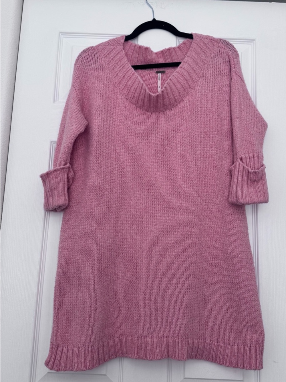 Cozy Pink Mock Neck Knit Sweater Dress